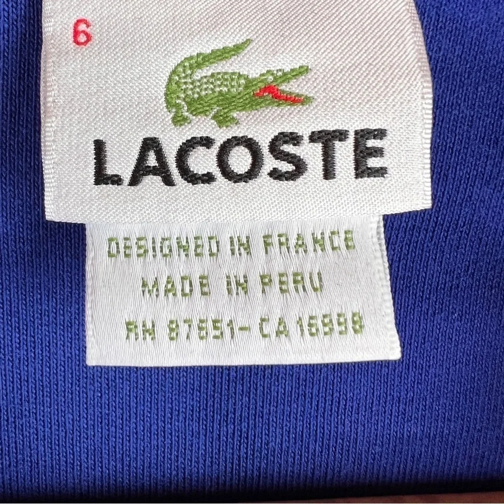 VINTAGE LACOSTE ¼ ZIP MEN’S PULLOVER. Blue w/green alligator logo. 100% Cotton
